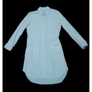 JW Anderson Long Sleeve Blue White Gingham Plaid Boyfriend Shirt Knee Dress 4